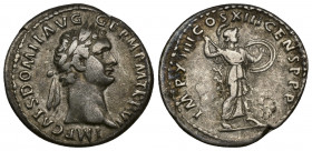 DOMITIAN (81-96) AR Denarius, Rome, 87
Obv: IMP CAES DOMIT AVG GERM P M TR P VI - laureate head right 
Rev: IMP XIIII COS XIII CENS P P P - Minerva ...