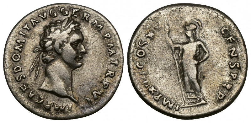DOMITIAN (81-96) AR Denarius (Silver, 3.38g, 20mm) Rome, 87
Obv: IMP CAES DOMIT...