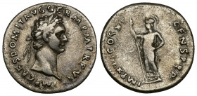 DOMITIAN (81-96) AR Denarius (Silver, 3.38g, 20mm) Rome, 87
Obv: IMP CAES DOMIT AVG GERM P M TR P VI - Laureate head right 
Rev: IMP XIIII COS VIII ...