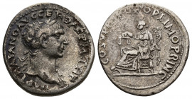 TRAJAN (98-117) AR Denarius (Silver, 2.91g, 19mm), Rome, 108 
Obv: IMP TRAIANO AVG GER DAC P M TR P - laureate bust facing right, light drapery on le...