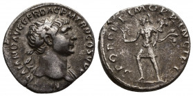 Trajan (98-117) AR Denarius (Silver, 3.21g, 19mm) Rome, 103-111. 
Obv: IMP TRAIANO AVG GER DAC P M TR P COS V P P - laureate head right, slight drape...