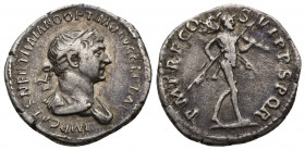 TRAJAN AR Denarius (Silver, 3.33g, 20mm) Rome, 114-117 
Obv: IMP CAES NER TRAIANO OPTIMO AVG GER DAC - laureate and draped bust to right 
Rev: P M T...