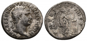 TRAJAN (98-117)AR Denarius (Silver, 3.16g, 19mm) Rome, AD 102 
Obv: IMP CAES NERVA TRAIAN AVG GERM - laureate bust right 
Rev: P M TR P COS IIII P P...