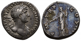 HADRIAN (118-137) AR Denarius (Silver, 3.36g, 18mm), Rome, 119-122 
Obv: IMP CAESAR TRAIAN HADRIANVS AVG - Laureate bust right, with drapery on left ...