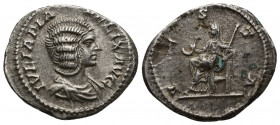 Julia Domna (193-217), mother of Caracalla, AR Denarius (Silver, 3.63g, 20mm), Rome, 211-215 Obv: IVLIA PIA FELIX AVG - draped bust of Domna right, we...