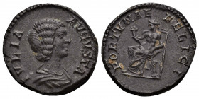 JULIA DOMNA (193-217), wife of S. Severus, AR Denarius (Silver, 4.10g, 19mm) Rome, 207-211. 
Obv: IVLIA AVGVSTA - draped bust to right 
Rev: FORTVNA...