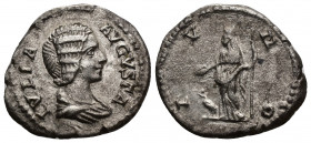 JULIA DOMNA (193-217) wife of Septimius Severus, AR Denarius (Silver, 2.91g, 19mm) Rome 
Obv: IVLIA AVGVSTA - Draped bust right 
Rev: IVNO - Juno st...