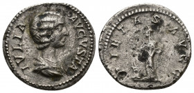 JULIA DOMNA (193-217) AR Denarius (Silver, 3.31g, 19mm) Rome 
Obv: IVLIA AVGVSTA - Draped bust right 
Rev: PIETAS AVGG - Pietas standing left, holdi...