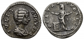 JULIA DOMNA (193-217) wife of S. Severus, AR Denarius (Silver, 2.91g, 18mm) Laodicea
Obv: IVLIA AVGVSTA - Draped bust right
Rev: PIETAS PVBLICA - Pi...