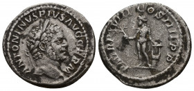 CARACALLA (198-217) AR Denarius (Silver, 3.17g, 20mm), Rome, 215
Obv: ANTONINVS PIVS AVG GERM - Laureate head right 
Rev: P M TR P XVIII COS IIII P ...
