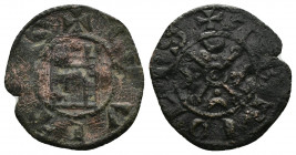 CRUSADERS (Bronze, 0,70g, 16mm) Tripoli. Raymond III (1152-1187). Pougeoise.
Obv: + CIVITAS - Fortified gateway.
Rev: + TRIPOLIS - St. Andrew’s cros...