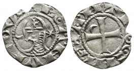 CRUSADERS (Silver, 0.55g, 17mm) Antioch. Bohémond III (1163-1201) AR Denier 
Obv: +BOAHVHDVS - helmeted and mailed bust left; crescent before, star b...