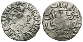 ARMENIA (Silver, 2.73g, 22mm) Cilician Armenia, Hetoum I and KAIKOBAD (1229-1236) Bilingual tram. 
Obv: The king on horseback right, field mark cross...