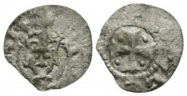ARMENIA (Silver, 0.47g, 13mm) Cilician Armenia, Levon V (1373-1375) AR Obol
Obv: Facing bust of Levon.
Rev: Cross, pellet in each quarter
Bedoukian...