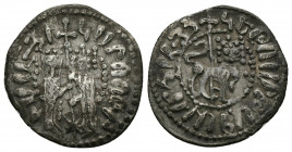 ARMENIA (Silver, 1.32g, 17mm) Cilician Armenia, Hetoum I (1226-1270) Half Tram 
Obv: +ՀԱՐՈՂՈԻԹ ԻԻ•ՆՆ ԱՅ Ե (by the will of God) - Queen Zabel and Heto...
