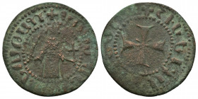 ARMENIA (Bronze, 2.41g, 21mm) Cilician Armenia, Royal, Gosdantin I (1298-1299) Æ Kardez, Sis mint. 
Obv: Gosdantin standing facing, holding sword and...