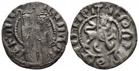 ARMENIA (Silver, 2.62g, 21mm) Cilician Armenia, Hetoum I (AD 1226-1270) AR Tram
Obv: +ԿԱՐՈՂՈՒԹ ՒՒՆՆ ԱՅ Է (by the will of God) - Hetoum and queen Zabe...