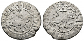 ARMENIA (Silver, 2.55g, 20mm) Cilician Armenia, Levon III (1301-1307) AR Takvorin. Sis. Obv: Levon on horseback right, wearing crown with pendilia, ho...