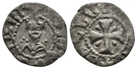 ARMENIA (Silver, 0.59g, 15mm) Cilician Armenia, Levon V (1373-1375), AR Obol 
Obv: Facing bust of Levon. 
Rev: Cross. 
Bedoukian 2238; AC 501