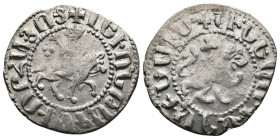 ARMENIA (Silver, 2.47g, 22mm) Cilician Armenia, Levon III (1301-1307) AR Takvorin. Sis. Obv: Levon on horseback right, wearing crown with pendilia, ho...