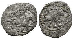 ARMENIA (Silver, 1.28g, 20mm) Cilician Armenia, Royal, Gosdantin IV (1365-1373) AR Takvorin. 
Obv: King on horseback riding right 
Rev: Lion walking...