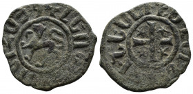 ARMENIA (Bronze, 6.75g, 29mm) Cilician Armenia, Levon II (1270-1289), AE kardez. 
Obv: Lion advancing left
Rev: Cross. Star in each quarter 
Bed. 1...