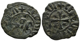 ARMENIA (Bronze, 4.21g, 24mm) Cilician Armenia, Hetoum I (1226-1270)Æ Kardez . 
Obv: King on horseback riding right 
Rev: Cross potent with star in ...
