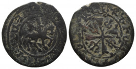 ARMENIA (Bronze, 2.05g, 19mm) Cilician Armenia. Smpad (1296-1298) Æ Pogh. Sis 
Obv: King on horseback riding right; legend in Armenian around 
Rev: ...