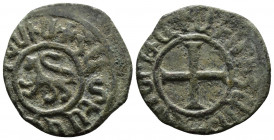 ARMENIA (Bronze, 3.65g, 24mm) Cilician Armenia, Hetoum I (1226-1270) Æ Kardez Sis. Obv: Cross with nothing in angles 
Rev: Lion walking. 
Nerc.390.
