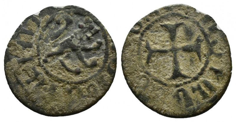 ARMENIA (Bronze, 0.67g, 15mm) Cilician Armenia, Levon V. 1373-1375. AE pogh 
Ob...
