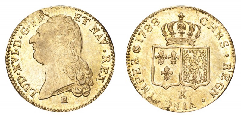 FRANCE. Louis XVI, 1774-92. Gold 2 Louis d'Or 1788-K, Bordeaux. 15.28 g. Mintage...