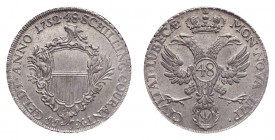 GERMANY: LUBECK. Free city. 48 Schilling 1752-JJJ, 27.5 g. B-291; Dav. 2420E; KM# 168.6. Couranttaler. Arms of Mayor Heinrich Rust (1750-57). Extremel...