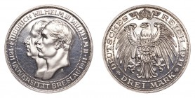 GERMANY: PRUSSIA. Wilhelm II, 1888-1918. 3 Mark 1911-A, J.108. Proof. Minor hairlines, near FDC.