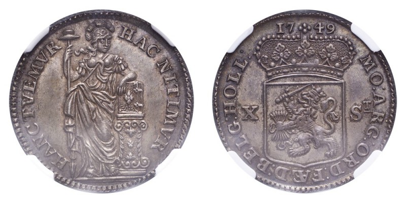 NETHERLANDS. Republic, 1581-1795. 10 Stuivers 1749, Utrecht. KM# 95. Blue-grey t...
