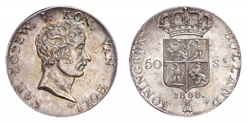 NETHERLANDS. Louis I Napoleon, 1806-10. 50 Stuivers 1808, Utrecht. 26.49 g. Mint...