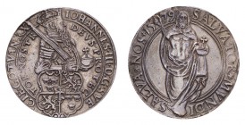 SWEDEN. Johan III, 1568-92. Daler 1579, Stockholm. 28.15 g. Ahlstrom 28. An extraordinary daler from Johan III, extremely fine with deep toning.