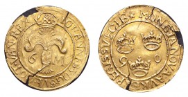 SWEDEN. Johan III, 1568-92. Gold 6 Mark 1590, Stockholm. 2.7 g. Mintage 1,623. Ahlstrom 13 (XR). In early 1589, both Sweden and Russia prepared for wa...