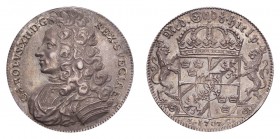 SWEDEN. Karl XII, 1697-1718. Riksdaler 1707, Stockholm. 29.19 g. Mintage 2,344. Ahlstrom 26; Dav. 1713. Wig type'. Dark toning, with wear seen only on...
