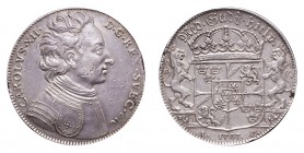 SWEDEN. Karl XII, 1697-1718. Riksdaler 1707, Stockholm. 29.27 g. Ahlstrom 27; KM# 336; Dav-1714. Type II, bare head. As opposed to the first, 'wig hea...