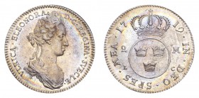 SWEDEN. Ulrika Eleonora, 1718-20. 2 Mark 1719, Stockholm. 10.41 g. Mintage 50,815. Ahlstrom 6. One of the best we have seen of this scarce, one-year t...