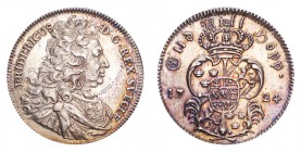 SWEDEN. Fredrik I, 1720-51. 1/4 Riksdaler 1724, Stockholm. 7.67 g. Mintage 3,181. Ahlstrom 102. A scarce type. Extremely fine with a light amber and p...