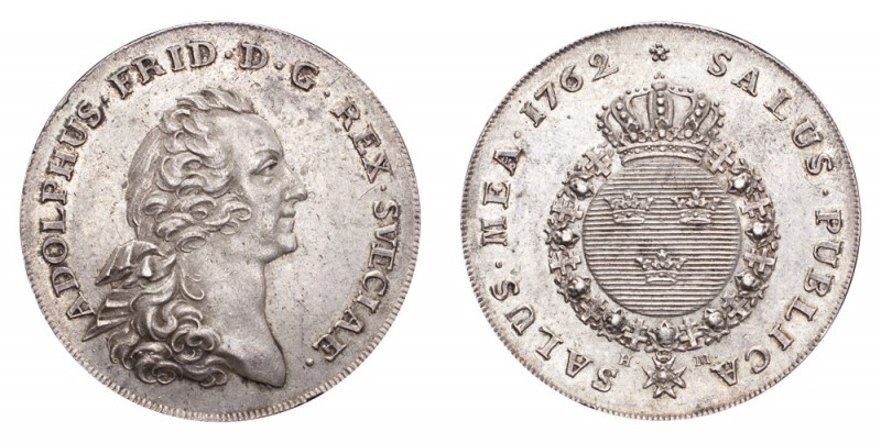 SWEDEN. Adolf Fredrik, 1751-71. Riksdaler 1762, Stockholm. 29.34 g. Mintage 18,0...