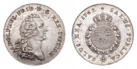 SWEDEN. Adolf Fredrik, 1751-71. Riksdaler 1762, Stockholm. 29.34 g. Mintage 18,000. Dav. 1731; KM# 464.2. Extremely fine.