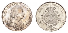 SWEDEN. Gustav IV Adolf, 1792-1809. 1/6 Riksdaler 1808, Stockholm. 6.19 g. Mintage 942,858. SM 43. About uncirculated.