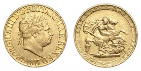 GREAT BRITAIN. George III, 1760-1820. Gold Sovereign 1817, London. 7.99 g. Mintage 3,235,000. KM# 674, Sp# 3785. First date in the series, very sought...
