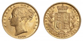 GREAT BRITAIN: AUSTRALIA. Victoria, 1837-1901. Gold Sovereign 1875-S, London. Shield. 7.99 g. Mintage 2,122,000. S.3855. About extremely fine.
