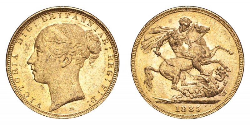 GREAT BRITAIN: AUSTRALIA. Victoria, 1837-1901. Gold Sovereign 1885-M, Melbourne....