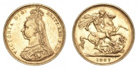 GREAT BRITAIN: AUSTRALIA. Victoria, 1837-1901. Gold Sovereign 1887-S, Sydney. Jubilee head. 7.99 g. KM# 10; Marsh 138 A; S.3868A. Rare Sydney mint 188...
