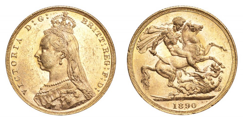 GREAT BRITAIN. Victoria, 1837-1901. Gold Sovereign 1890, London. 7.99 g. Mintage...