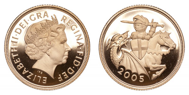 GREAT BRITAIN. Elizabeth II, 1953-. Gold Sovereign 2005, London. 7.99 g. Proof. ...